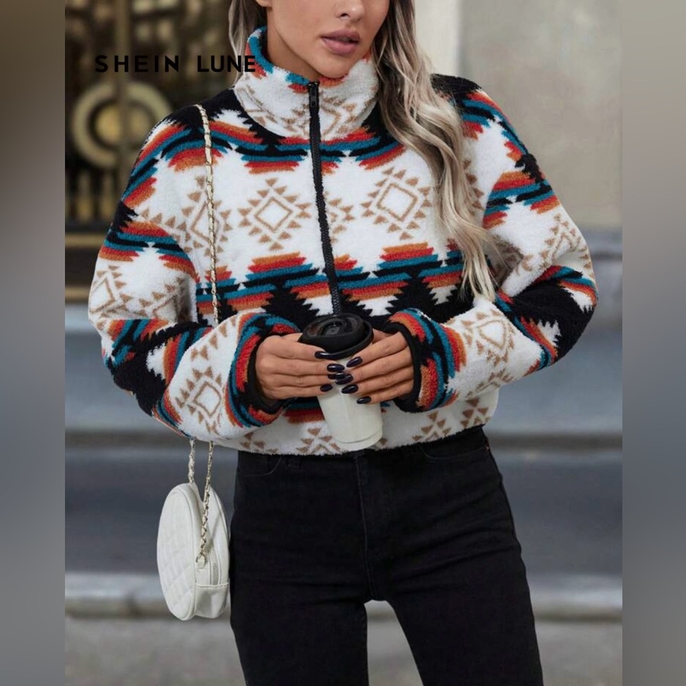 Shein Multicolor Geometric Pattern Jacket - image 2